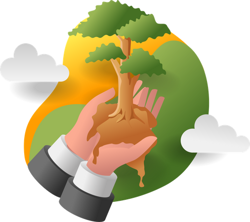Hand holding tree  Illustration