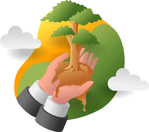 Hand holding tree  Illustration