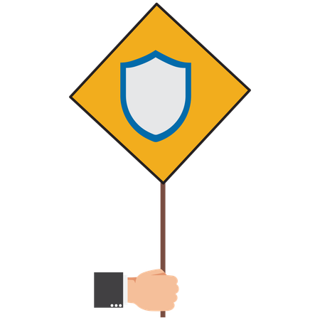 Hand holding up protect sign  Illustration