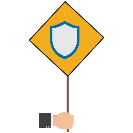 Hand holding up protect sign  Illustration