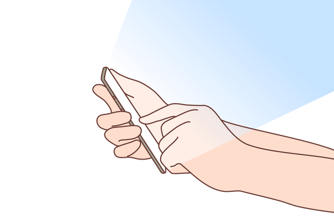 Hand holding using smartphone for online communication  Illustration