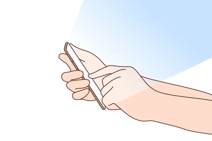 Hand holding using smartphone for online communication  Illustration