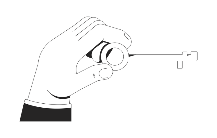 Hand holding vintage-style golden key  Illustration