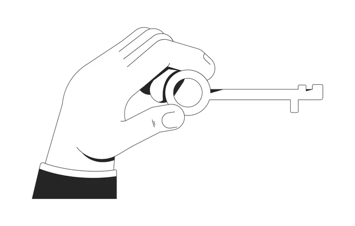 Hand holding vintage-style golden key  Illustration