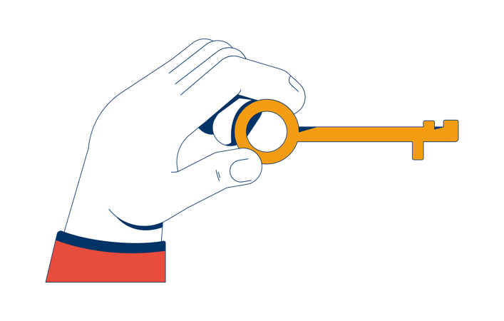 Hand holding vintage-style golden key  Illustration