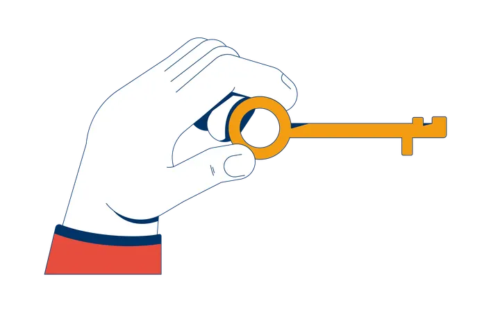 Hand holding vintage-style golden key  Illustration