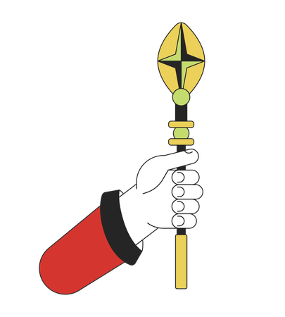 Hand holding wizard staff  Illustration