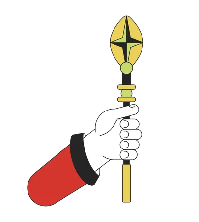 Hand holding wizard staff  Illustration