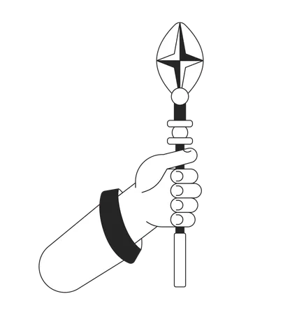 Hand holding wizard staff  Illustration