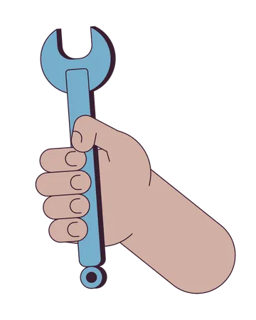 Hand holding Wrench  イラスト