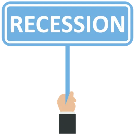 Hand holds a recession sign  Illustration