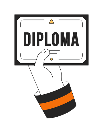Hand holds diploma document  Illustration