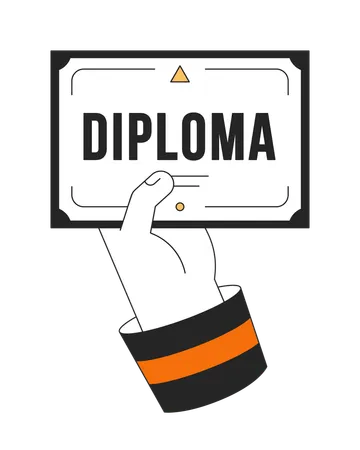 Hand holds diploma document  Illustration