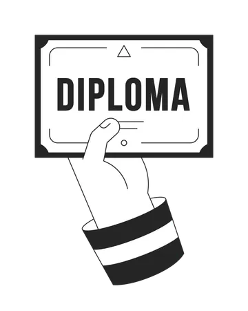 Hand holds diploma document  Illustration