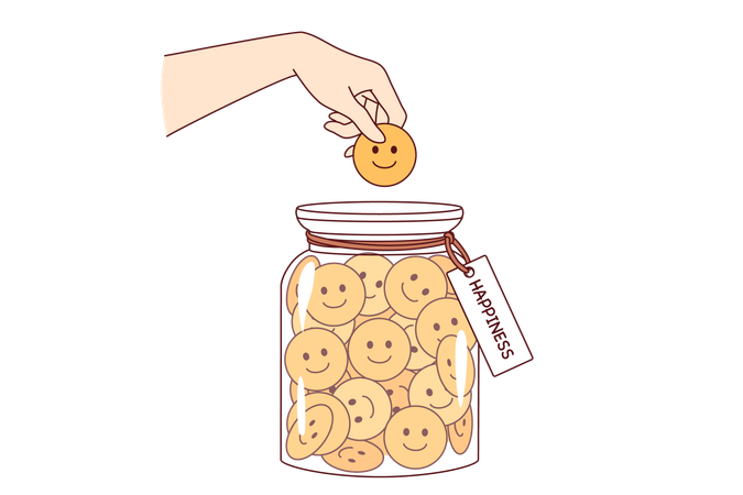Hand human collecting happiness  Illustration