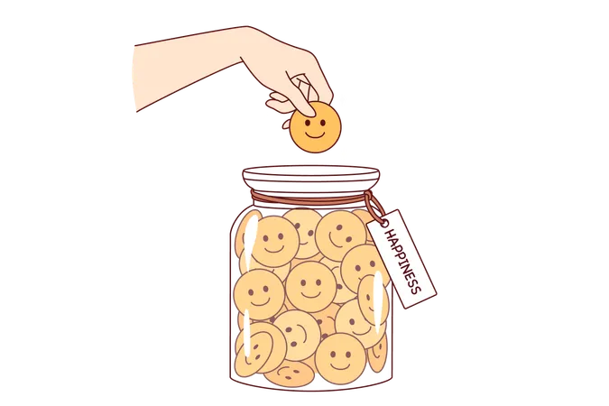 Hand human collecting happiness  Illustration
