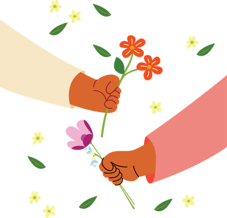 Hand-in-Hand, Floral Connection  Illustration
