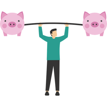 Hand lifting carrying piggy bank  Illustration