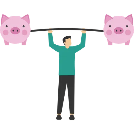 Hand lifting carrying piggy bank  Illustration