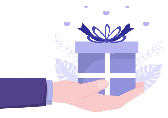 Hand mit Geschenkbox  Illustration