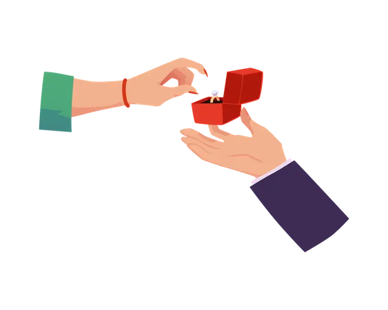 Hand of woman who accepts the wedding ring  Illustration