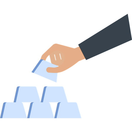Hand Placing Gold Bar on Stack Investment and Wealth  Financial Growth  Illustration
