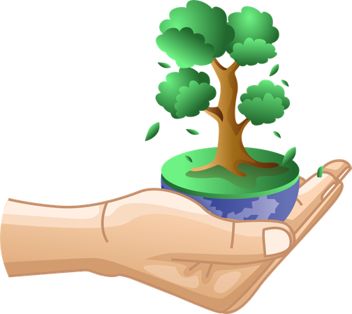 Hand planting tree eco green  Illustration