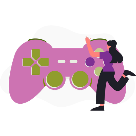 Hand playing game using gamepad  Illustration