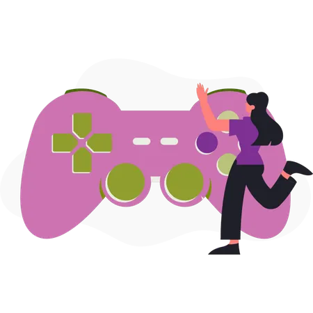 Hand playing game using gamepad  Illustration