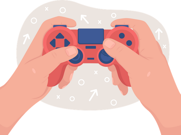 Hand playing game using gamepad  Illustration