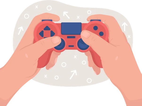 Hand playing game using gamepad  Illustration