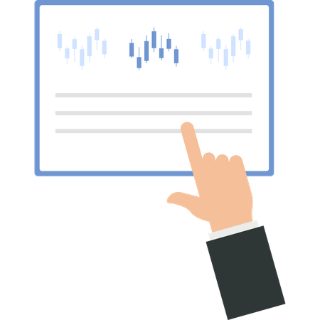 Hand Pointing at Stock Chart on Screen Financial Analysis  Illustration