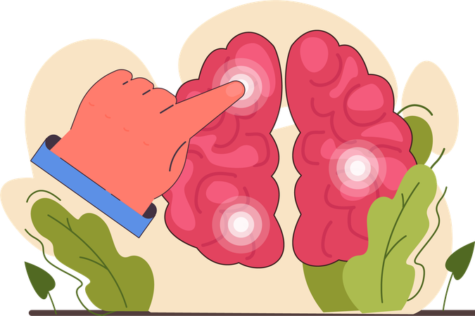 Hand pointing brain  Illustration