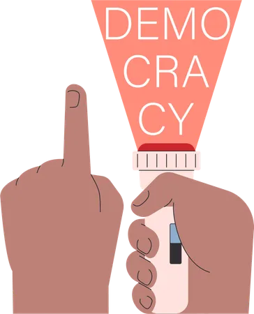 Hand pointing democracy  Illustration
