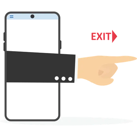 Hand pointing finger, stepping out of the mobile phone screen  Illustration