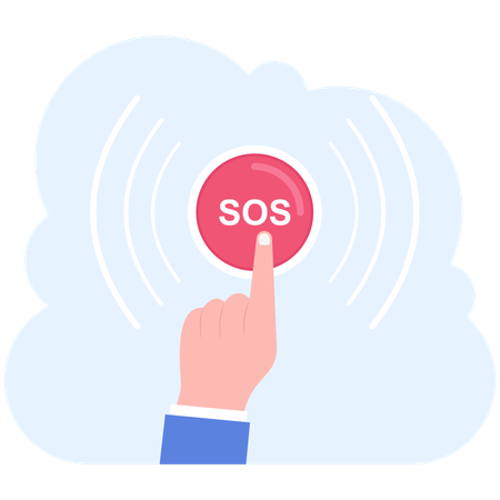 Hand press SOS button  Illustration