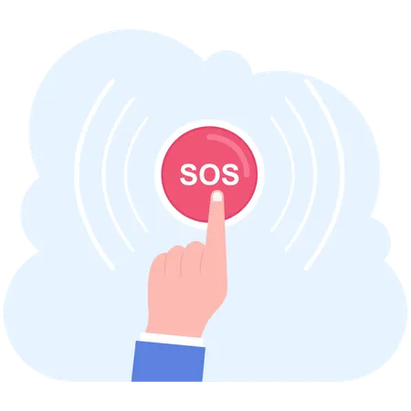 Hand press SOS button  Illustration