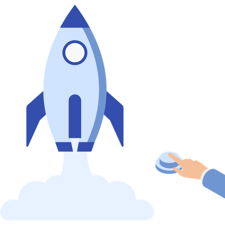 Hand Pressing Button to Start Startup Business Innovation Success  Illustration