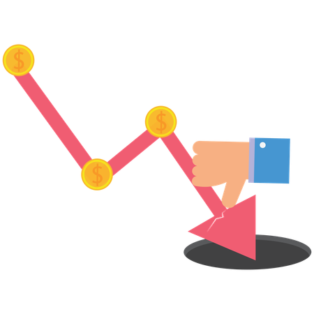 Hand pressing down arrow  Illustration