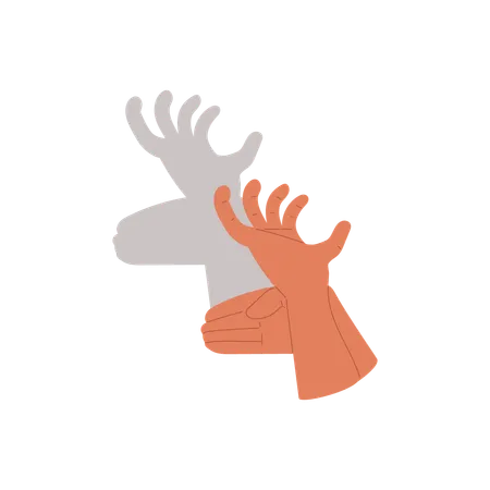 Handschatten Hirsch  Illustration