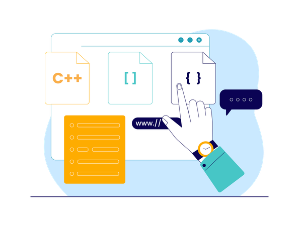 Hand selecting coding file for website coding  Illustration