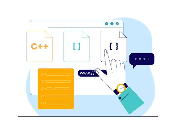 Hand selecting coding file for website coding  Illustration