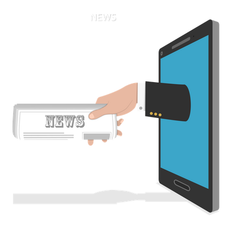 Hand selling online news Illustration