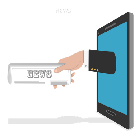 Hand selling online news  Illustration