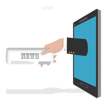 Hand selling online news  Illustration