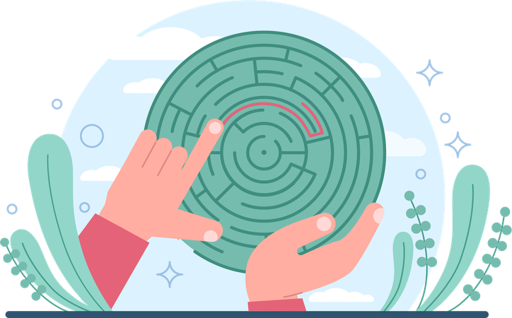 Hand sloving maze game  Illustration