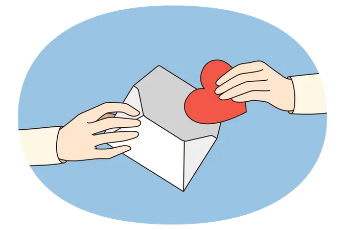 Hand take heart symbol from envelope  Illustration