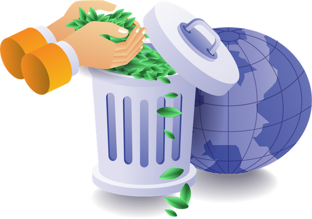 Hand throwing away organic waste eco green  Illustration