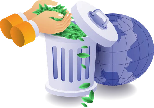 Hand throwing away organic waste eco green  Illustration