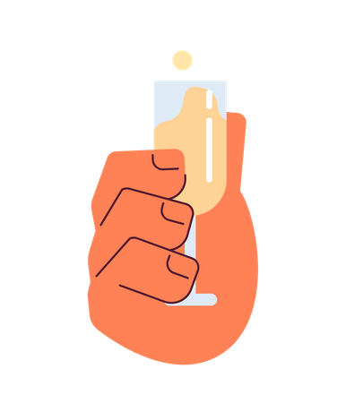 Hand toasting glass with sparkling wine  Illustration